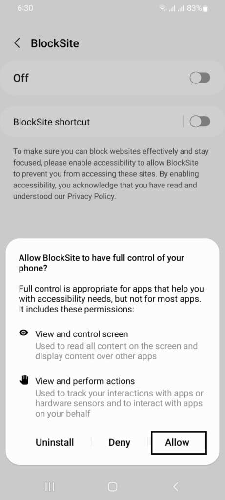 How to Block a Website on android